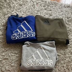 3 boys Adidas hooded Sweatshirt s - Royal Blue, Olive Green, Light Gray